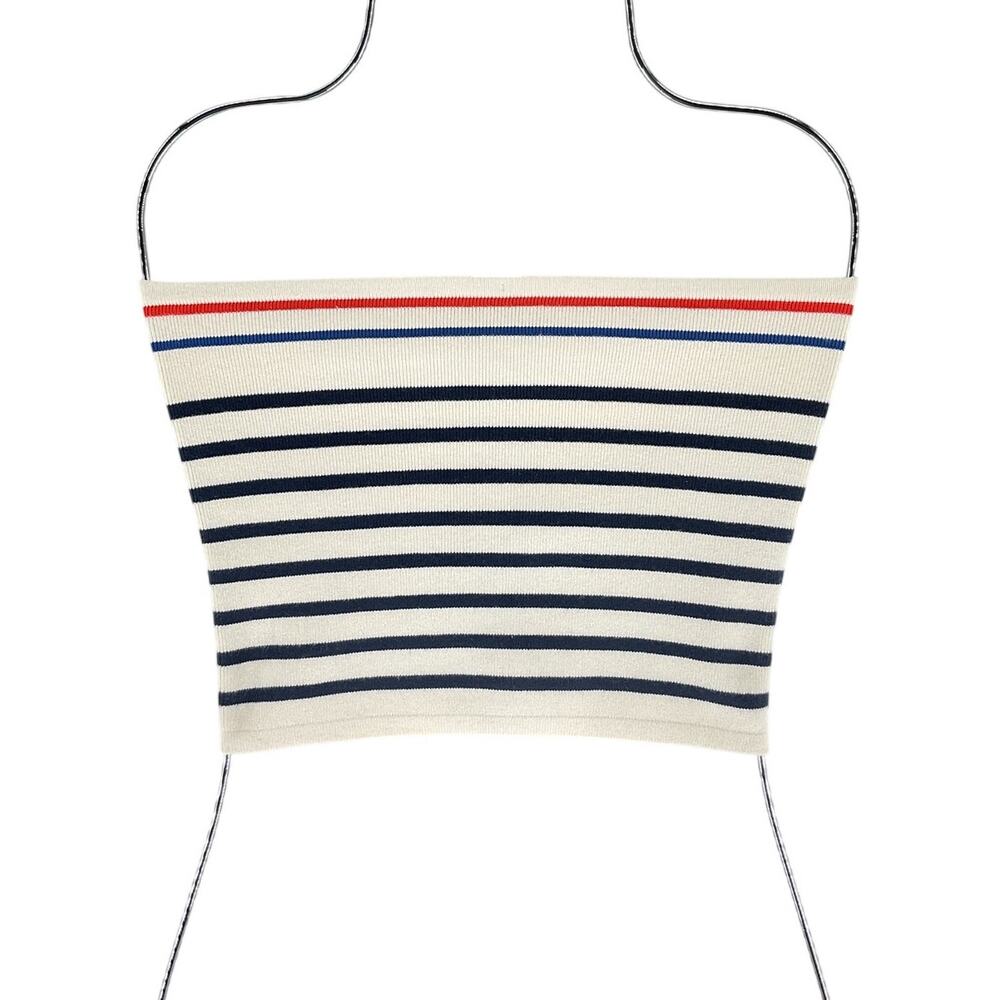 Kule Striped Cream And Navy Jo Tube Top Size XS - Picture 2 of 6